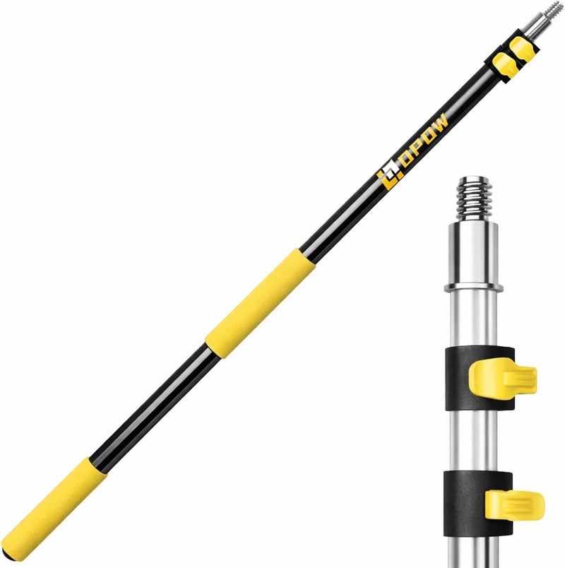 Opow 4-12 FT Paint Roller Extension Pole, Multi-Purpose Aluminum Alloy Telescoping Rod with Universal Twist-on Metal Tip Flip-Lock Design, for Painting Cobweb Dusting, Window Cleaning, Christmas Light - Image 1